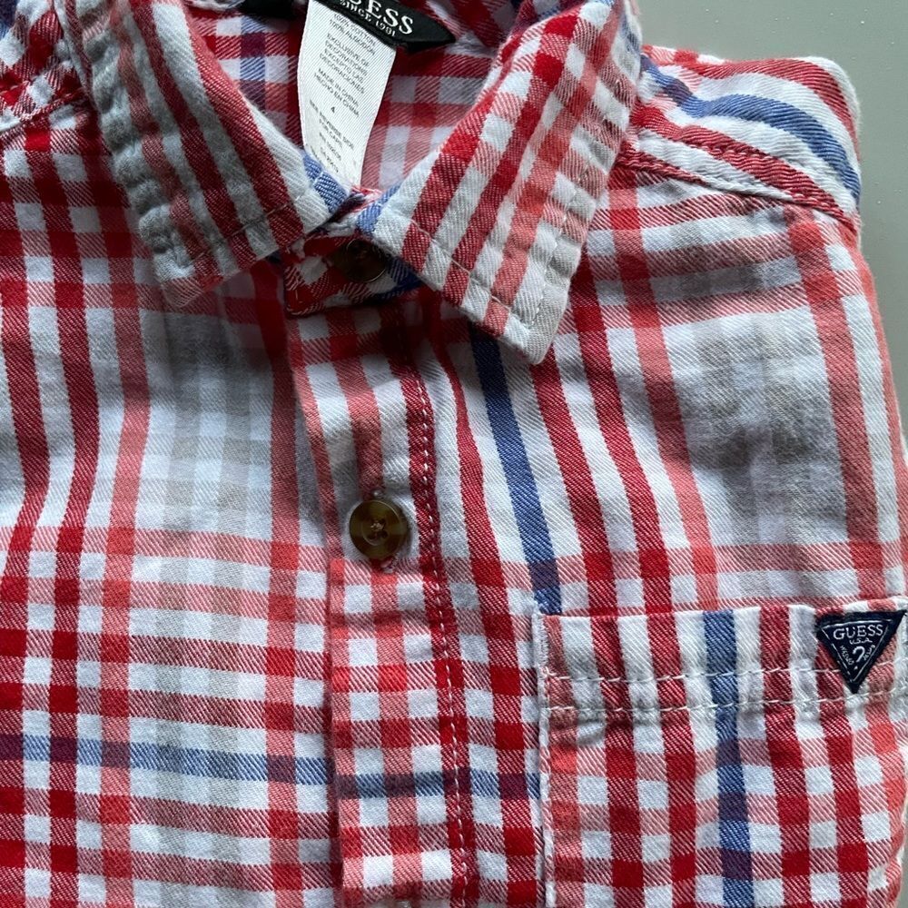 Guess Cotton Plaid Button Down Shirt
